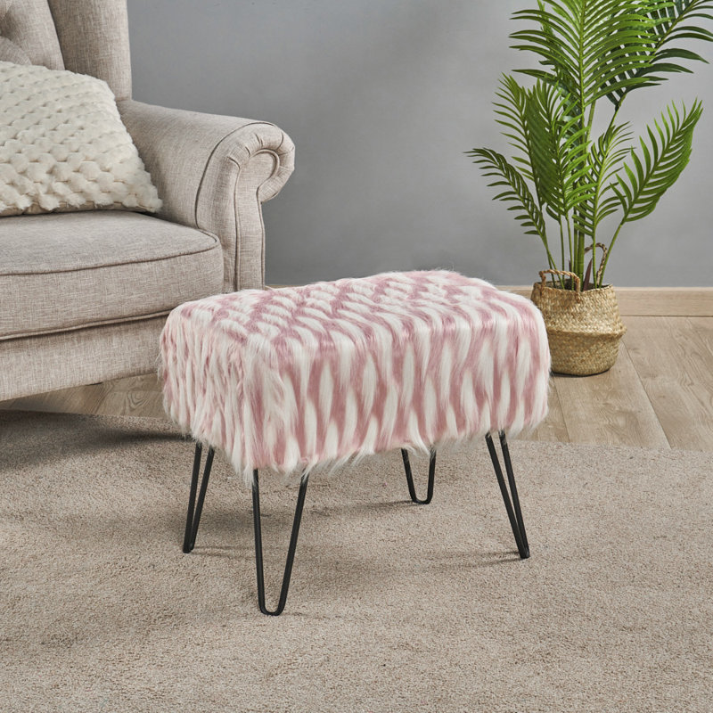 Lorence Upholstered Ottoman, Pink