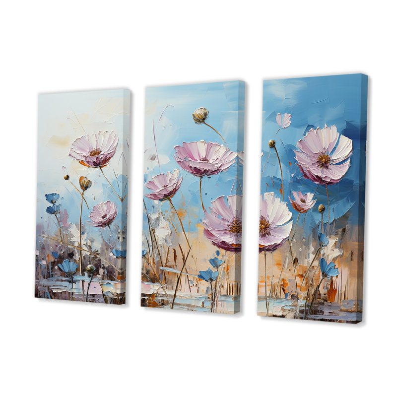 Divine cornflowers Blooming Field - Ensemble de décoration murale champ de fleurs, H 40 po x l 60 po x P 1 po