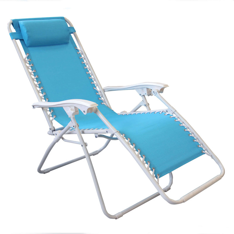 Angeligue Folding Zero Gravity Chair, Light Blue, White 