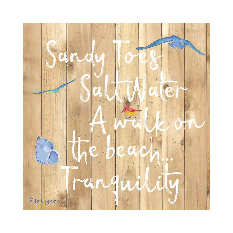 Beach Sign Walk Beach by Jo Lynch - Wrapped Canvas Gallery-Wrapped Canvas Giclée, 30.48 cm H x 30.48 cm W