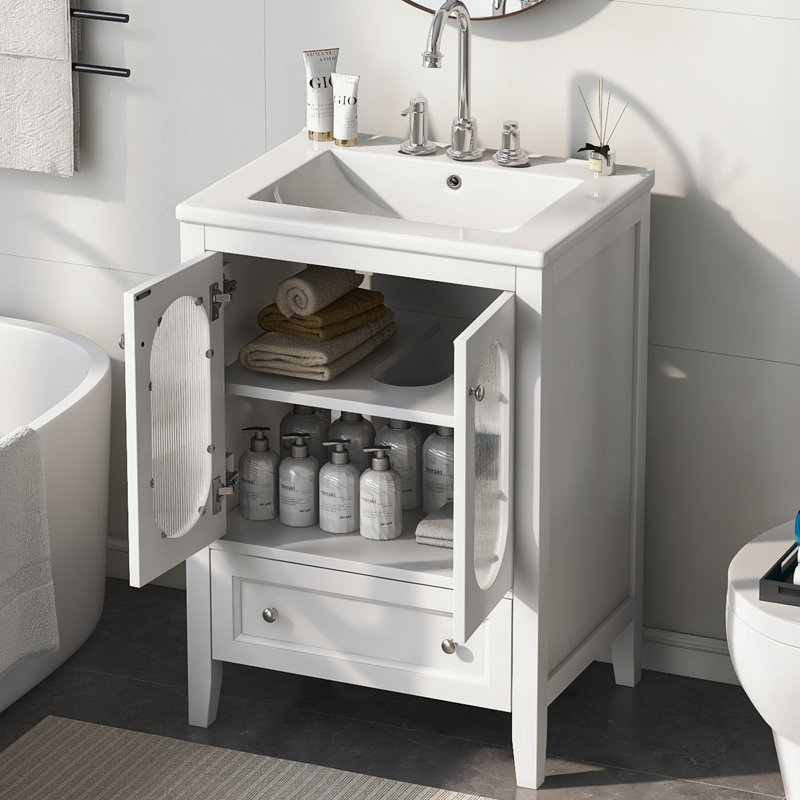 Susu Glass Freestanding Bathroom Cabinet