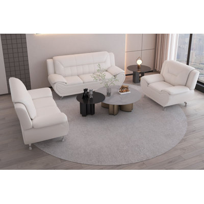 3 Piece Faux Leather Standard Living Room Set