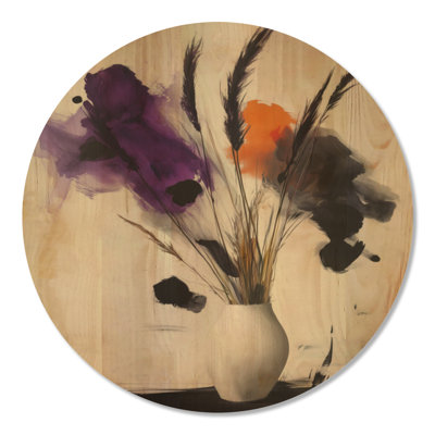 «Yvaine I», impression d'art mural rond en bois mauve