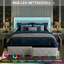 EU Double & King PU Storage Bed With 4 Drawers & LED Headboard, Faux Leather Upholstered Frame,  Beige & Grey-374681989-371065743