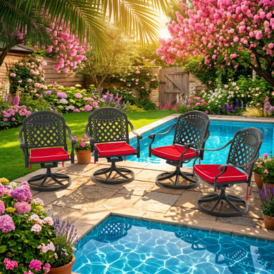 Nicesure 25.6" W x 22.25" D x 35.83" H Aluminum 360-Degree Swivel Set of 4 Patio Armchairs