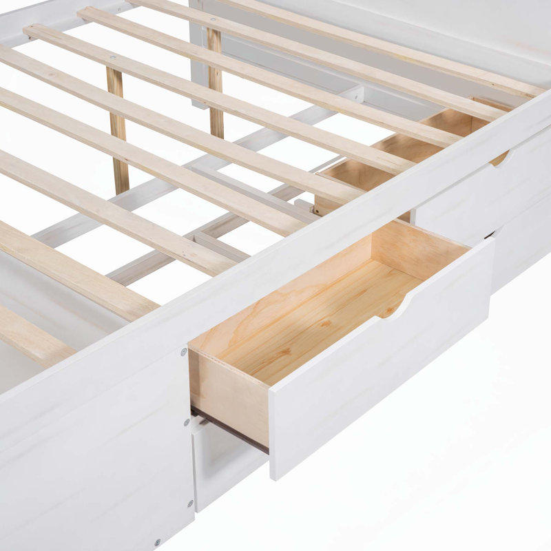 Lit de jour polyvalent avec tiroirs et tablettes pour optimiser l'espace, Complet/Double, Blanc