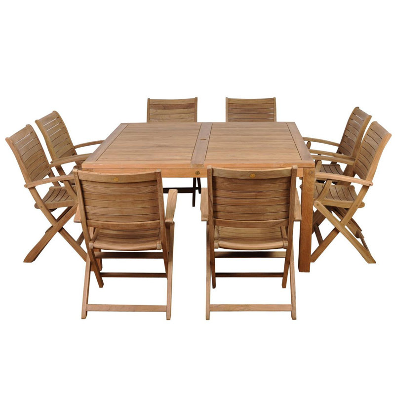 Ensemble repas 9 pièces en teck Anautica