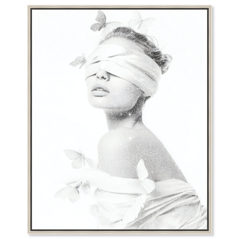 Fluttered Insight Animals & Insects Canvas Print by Oliver Gal, Black Frame, 16 x 20, 17"H x 21"W, Silver Floater Frame