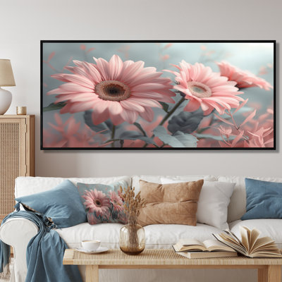 Décoration murale marguerites roses et grises II - marguerites