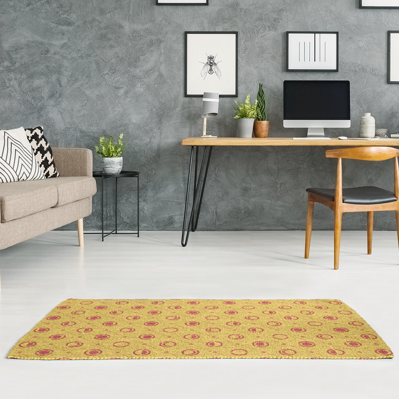 Tapis de zone jaune/rouge moon phases, Rectangle 9 pi x 12 pi