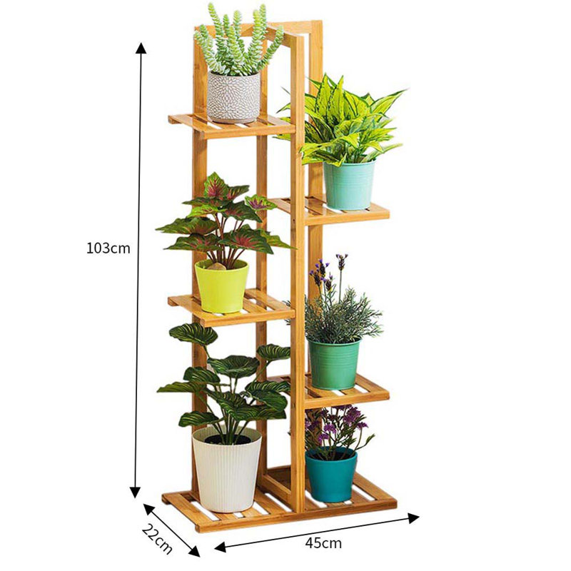 Watkin Rustic Wooden Multi-Tiered Potted Plant Stand, Oak
