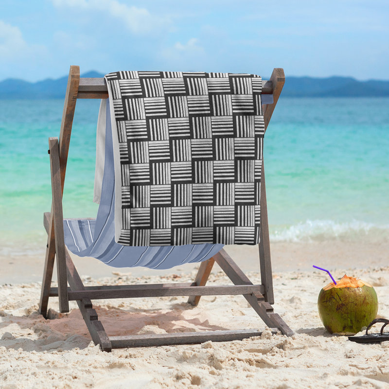 Jaya Beach Towel, White/Gray