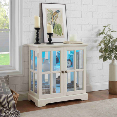 LED Curio Display Cabinet,Antique Display Cabinet With Adjustable Shelves,Retro Design Quality Showcase With Lattice Doors Elegant Bookcase And Storage Cabinet