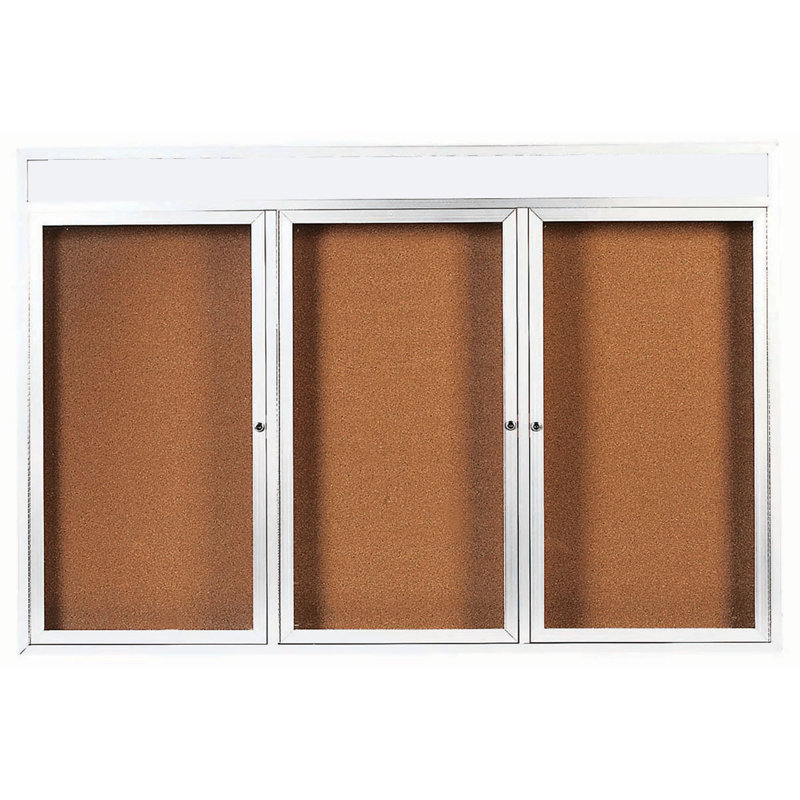 Tableau d’affichage mural fermé, Blanc thermolaqué, Trois, H 48 po x l 96 po