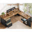 Bureau en L 63 po avec tiroirs, bureau d'ordinateur de coin Farmhouse-134670881