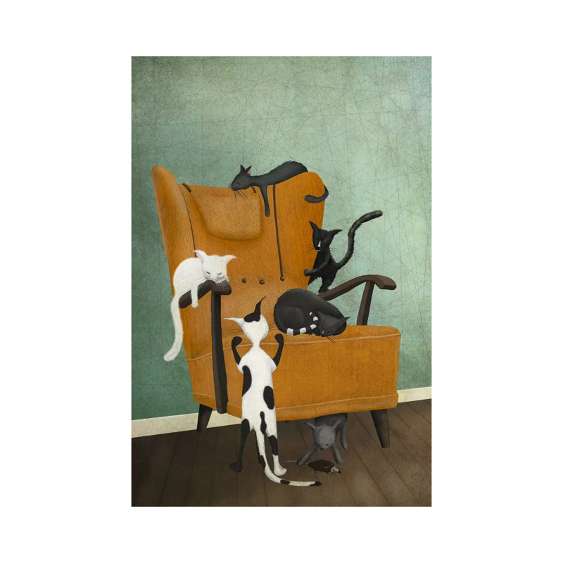 Cat Life by Majali - Wrapped Canvas Painting, 20.32 cm H x 30.48 cm W