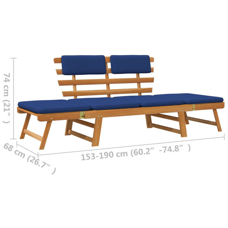 Banc de jardin en bois, Brun, Bleu