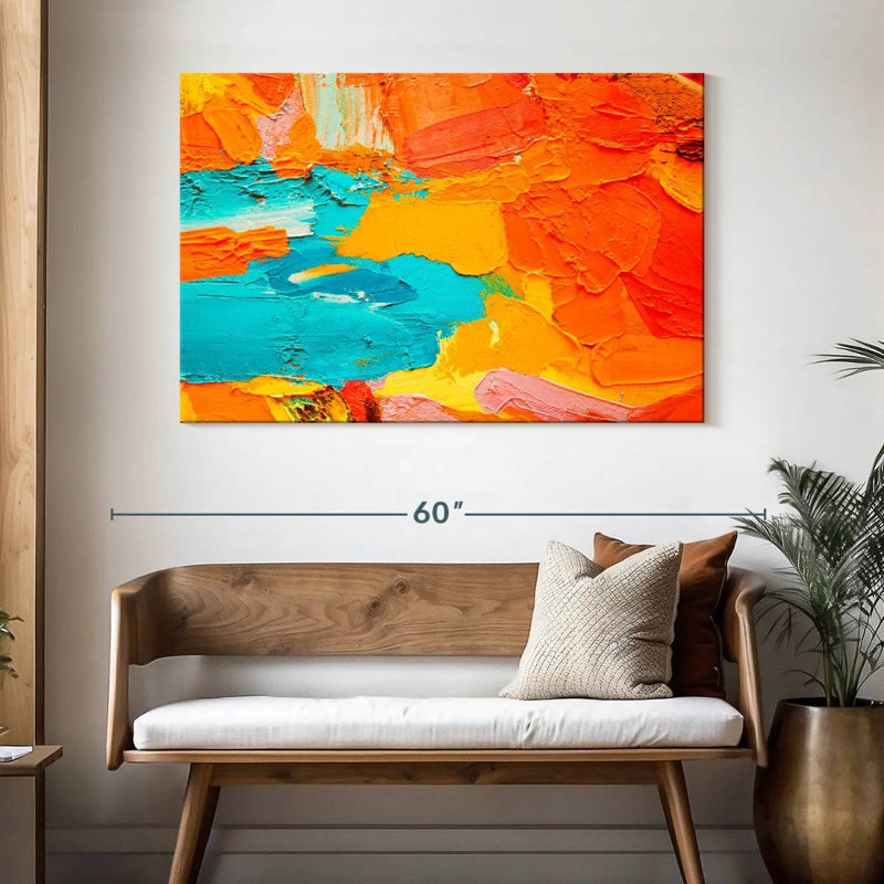Avery Orange And Blue Abstract, 32'' H X 48'' W