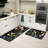 Black Background Watercolor Wildflower 2 PC Kitchen Floor Rugs, Farmhouse Kitchen