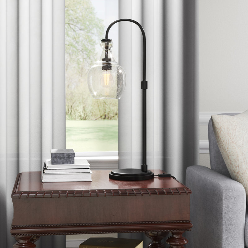 Verona Metal Arched Lamp, Seeded, Blackened Bronze