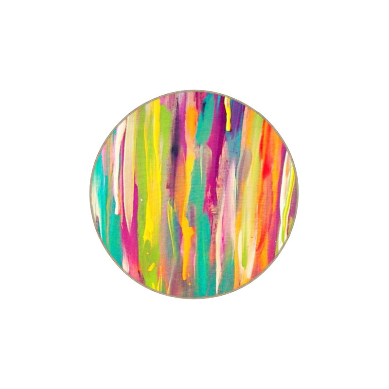 Tapis tissé lavable à motif pastel, Sous-tapis rond 3 pi 3 po inclus