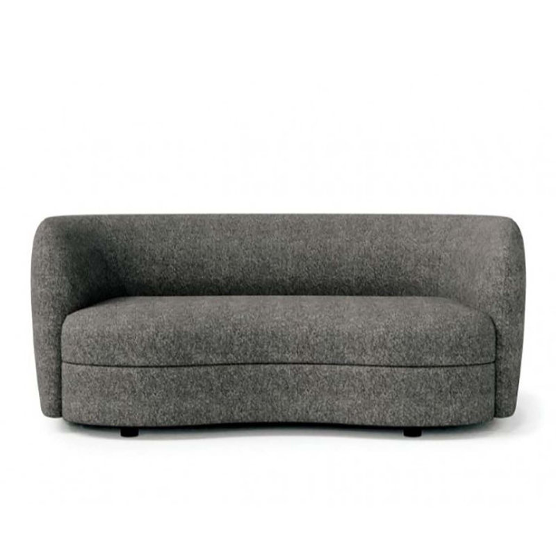 63'' Tuxedo Arm Curved Loveseat, Charcoal Gray Boucle