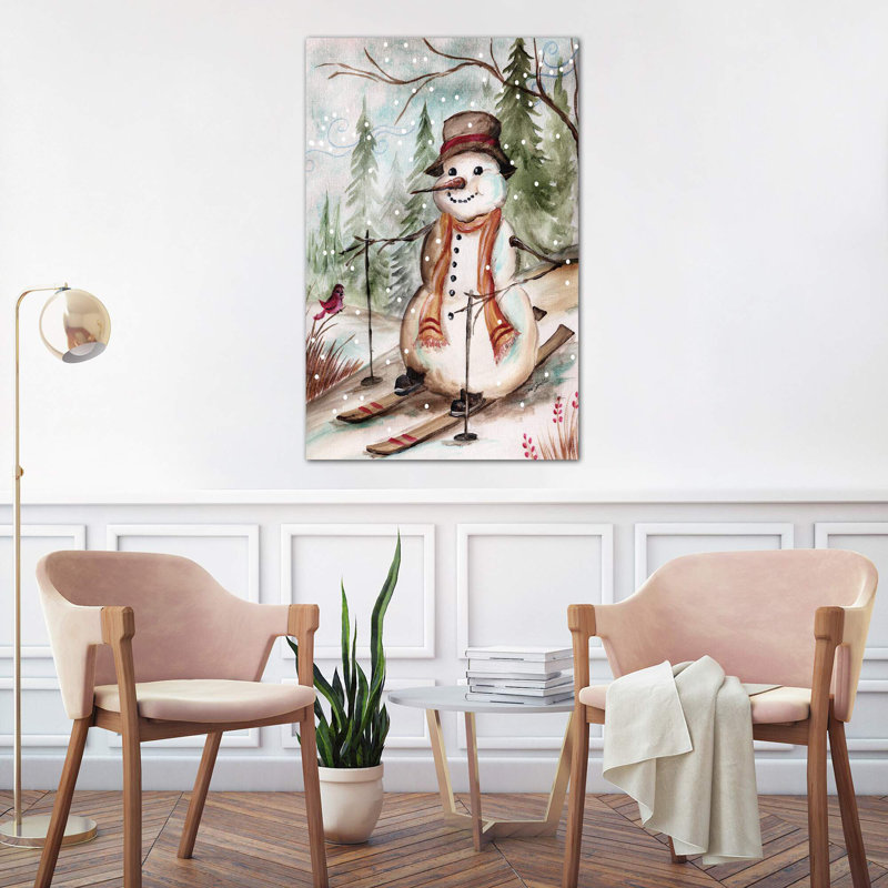 Country Snowman IV - Wrapped Canvas Print, 101.6 cm H x 66.04 cm W x 1.91 cm D