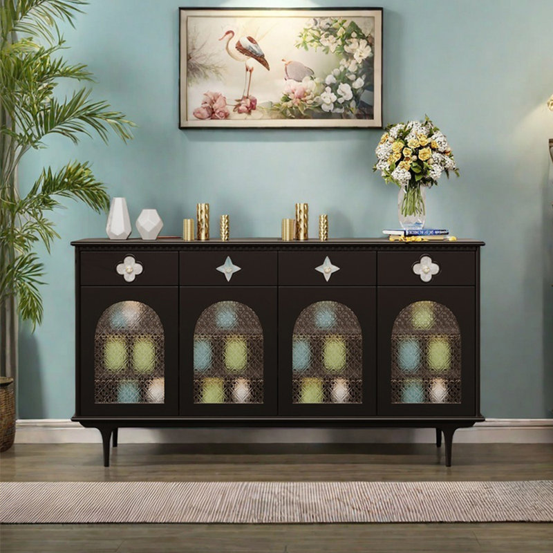 Buffet haut de gamme French Light Luxury, 39.3'' H x 55.1'' W x 15.7'' D, Noir