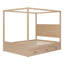 Lit plateforme à baldaquin en bois massif, style Queen, avec tête de lit, lit gigogne simple et 3 tiroirs de rangement, couleur naturelle