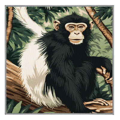 Washable Black Colobus Wildlife Area Rug