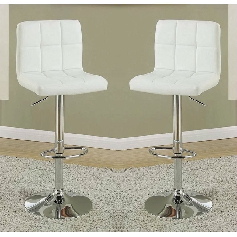 Ensemble de 2 tabourets de bar en similicuir blanc, Blanc