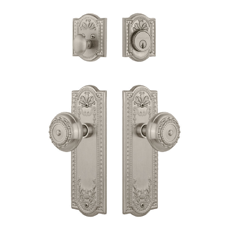 Nostalgic Warehouse Meadows Entry Set with Meadows Knob, Satin Nickel, 2.375