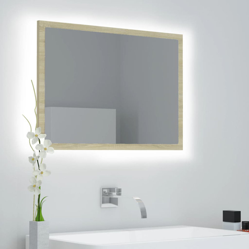 Engineered Wood Flat Wall Mirror, Sonoma Oak, 14.57" x 23.62"