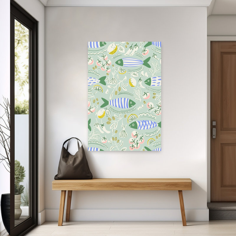 Art mural ludique bord de mer, H 60 po x l 40 po