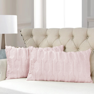 Tatami Embroidery Faux Fur Throw Pillow Covers