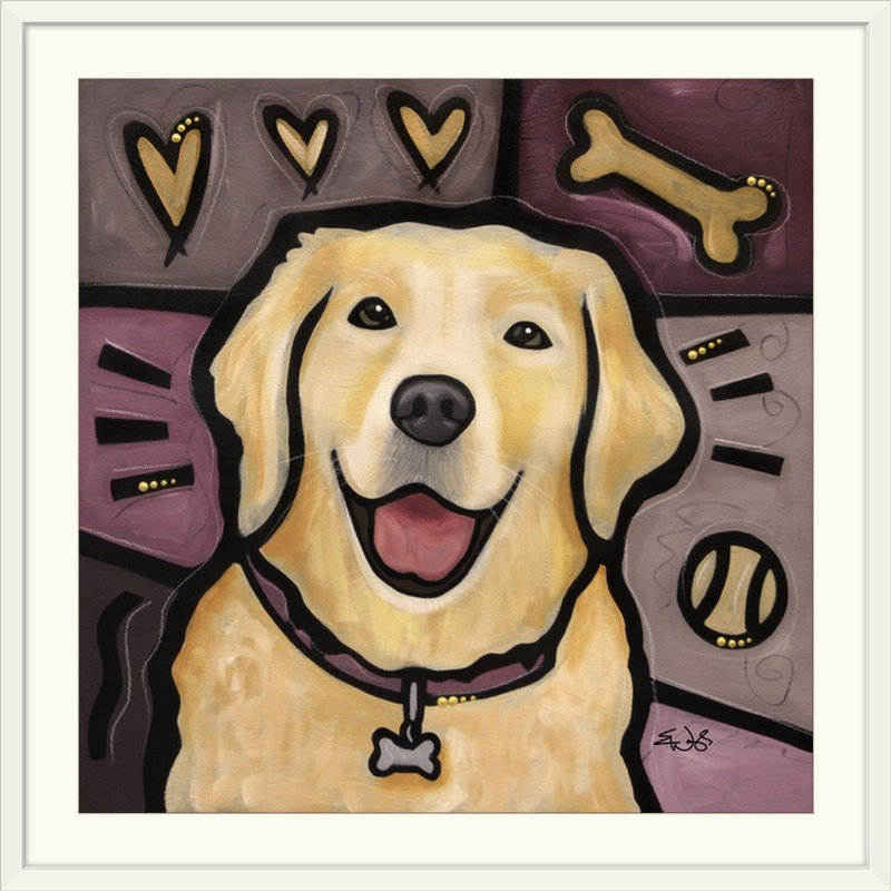 Golden Retriever Pop Art par Eric Waugh - impression d'art graphique, Cadre blanc, H 28 x l 28 po x P 1 po