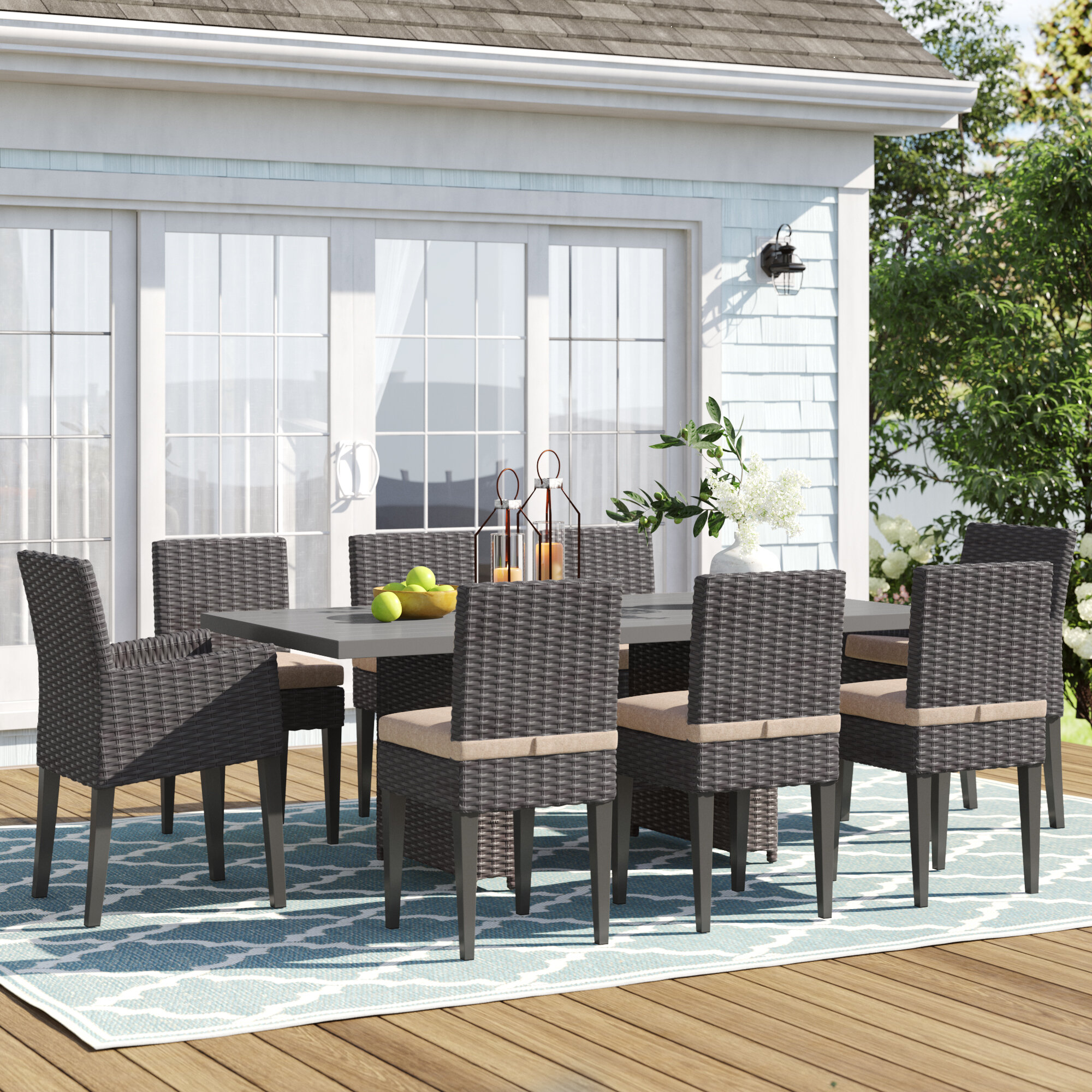 Lark Manor Anastase 8 Person Rectangular Outdoor Dining Set