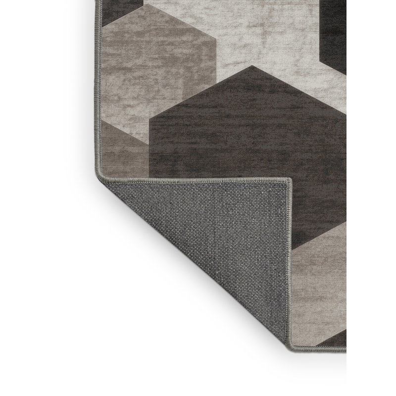Tapis gris moelleux à motif géométrique moderne et contemporain, 5' Round