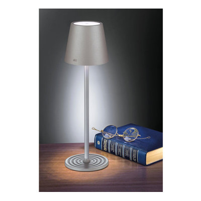 "Sole" LED Table Lamp, Gray, Round Base, 13.75" X 4.25" Dia.