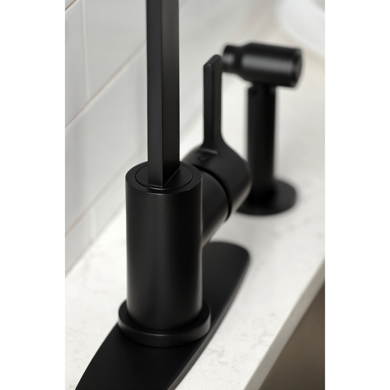 Robinet de cuisine à poignée simple avec jet latéral Continental, Noir mat