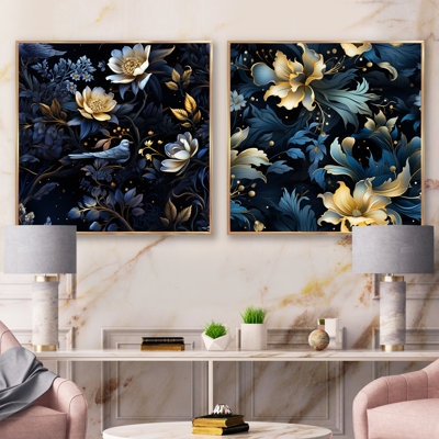 Bron - ensemble de 2 collages floraux carrés