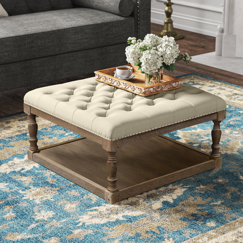 Hammonton Upholstered Ottoman, Cream/Natural