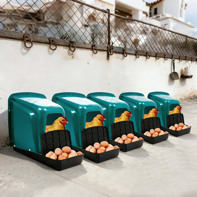 5‑Pack Wall‑Mounted Chicken Nesting Boxes Plastic Egg‑Roll Out Nest Boxes with Anti‑Pecking Cover & Ventilation Holes for Chicken Coop Backyard Poultry Farm