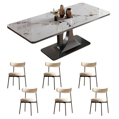 Ensemble de table de salle à manger rectangulaire et chaises