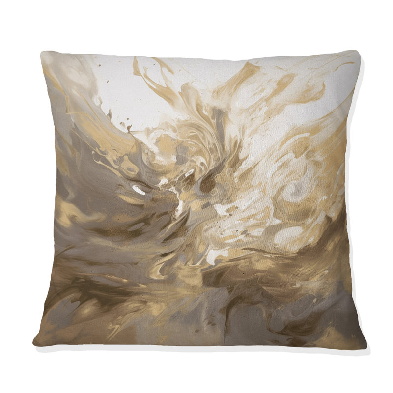 White And Gold Aqua Symphony - Abstract Printed Throw Pillow