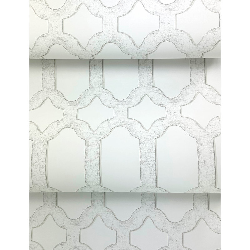 Papier peint treillis cerfeuil, Blanc