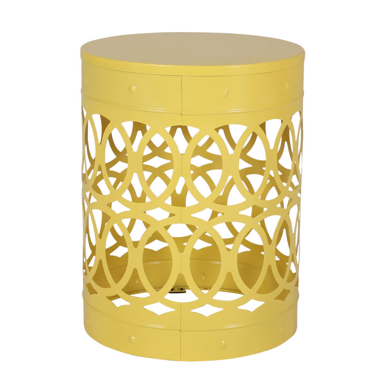 Table de bout d'extérieur en métal, 1, Jaune