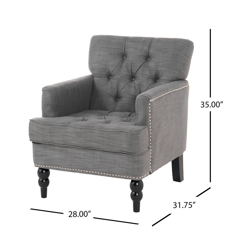 Cozine Upholstered Armchair, Charcoal, Black, 35" H X 28'' W X 31.75'' D