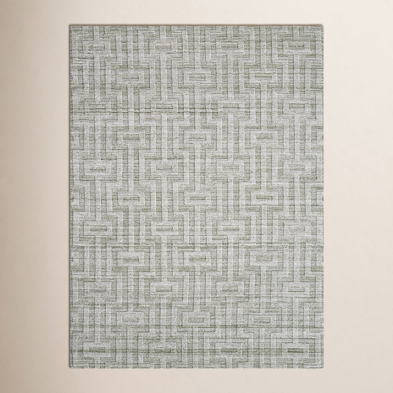 Marcia Fog Gray Hand-Loomed Geometric Silk Rug, Rectangle 2' x 3'