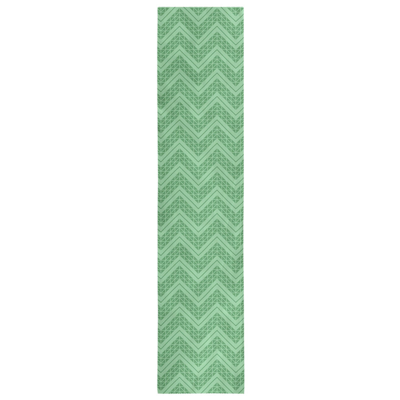Stephenie Classic Hand Drawn Chevron Table Runner, 16" x 72", Dark Green
